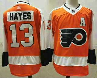 Mens Philadelphia Flyers #13 Kevin Hayes Orange White Stitched NHL Jersey